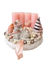 Adventi koszorú csillogó őzikével, púder-ezüst, 24cm 1