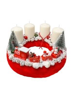 Adventi koszorú piros vonattal 1