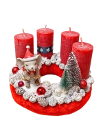 Adventi koszorú síelő egérrel piros színű 1