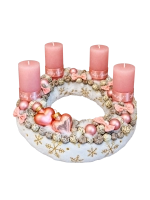 Adventi koszorú szívvel, púder színű 1
