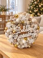 Boldog karácsonyt kopogtató, arany színű, 24cm 3